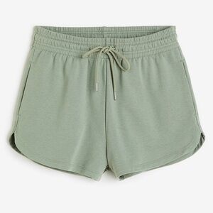 H&M Sage Green Sweat Shorts Drawstring Lounge XS
